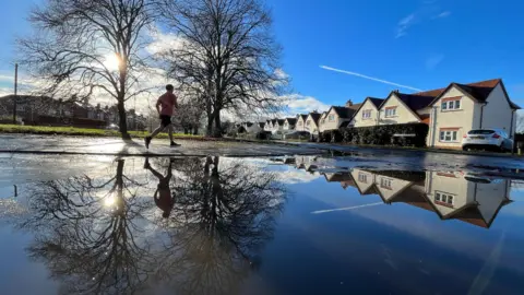 Dr Syntax The world turned upside down - Weather Watcher Dr Syntax snapped these puddles shining in the sun in Abingdon