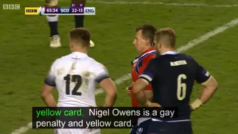 BBC Sport Nigel Owens referees the Scotland v England Six Nations game