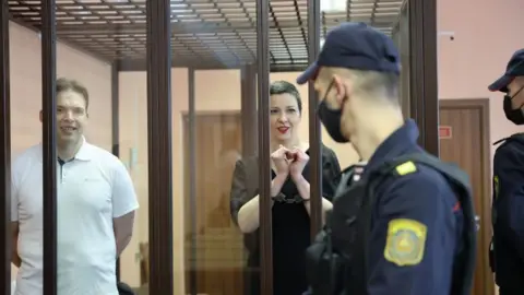 Reuters Belarusian opposition figures Maria Kolesnikova and Maxim Znak appear in court