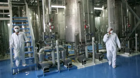 AFP Iranian technicians are seen at the Isfahan Uranium Conversion Facilities (UCF), 420 km south of Tehran, 08 August 2005.