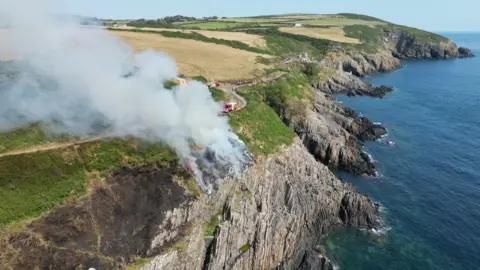 DAVID LEWIN Fire crews from Laxey and Douglas tackled the blaze