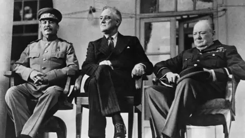 Getty Images Stalin, Roosevelt and Churchill 1943