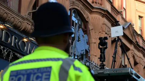 PA Media Facial recognition camera being demonstrated in Leicester Square