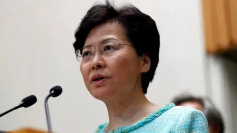 Reuters Hong Kong Chief Executive Carrie Lam speaks at a news conference on 9 August