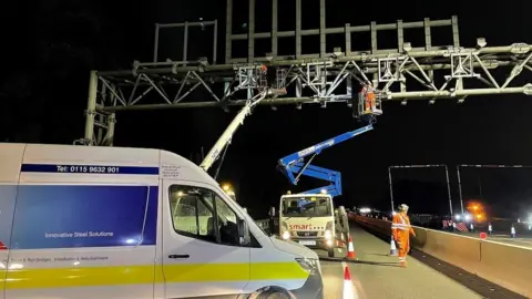 National Highways Work being carried out on the M56 upgrade