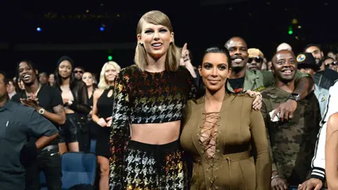 Getty Images Taylor Swift and Kim Kardashian at the 2015 MTV Awards