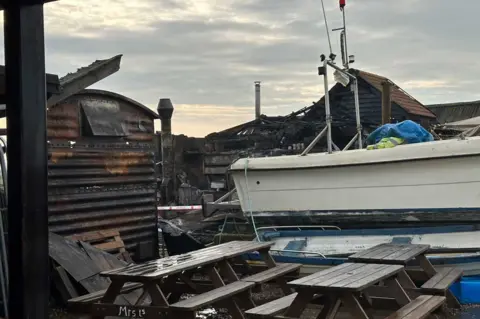 AnnaLouise Walter/BBC Fire at Blackshore Quay in Southwold