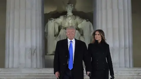 Getty Images Trump, pictured before the Lincoln Memorial in Washington DC