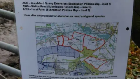 FRAME Dorset County Council sign about the proposals in Moreton