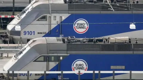 PA Media Eurotunnel trains at Folkestone