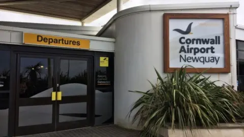 BBC Cornwall Airport Newquay sign