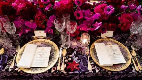 Getty Images A place setting at the State House dinner