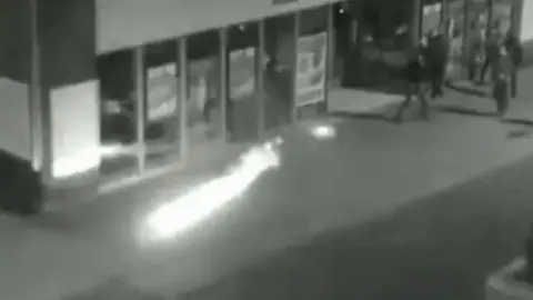 Durham Police CCTV of firework being thrown