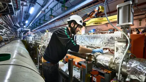 Cern Engineers work on HiLumi