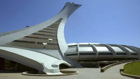 Getty Images A general view of the exterior of Olympic Stadium prior to the game between the Atlanta Braves and the Montreal Expos at Olympic Stadium on May 24, 2004 in Montreal, Canada.