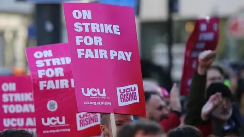 REX/Shutterstock UCU members on strike in Manchester in November