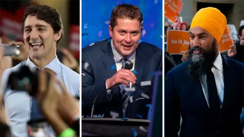 Getty Images From left: Justin Trudeau, Andrew Scheer and Jagmeet Singh