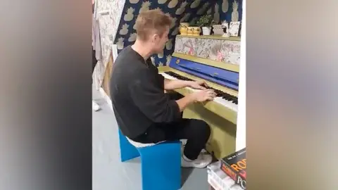 Brian Burridge Sam Fender playing the piano at North East Homeless