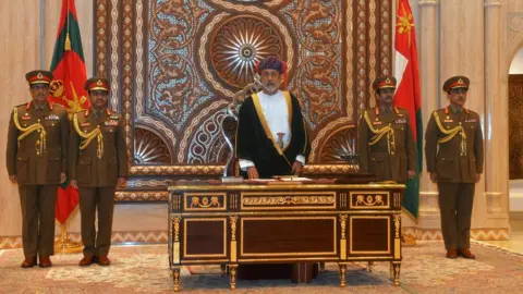Reuters Sultan Haitham bin Tariq al-Said is sworn in before the royal family council in Muscat