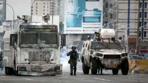 EPA Agents of the National Bolivarian Police during a protest in Caracas, Venezuela, 07 June 2017.