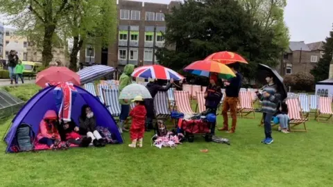 Krys O'Brien Crowds in wet weather in Chichester