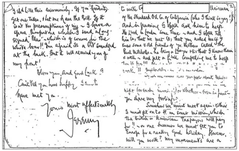 FBI Extract from Jeremy Thorpe's letter to 'Bruno'