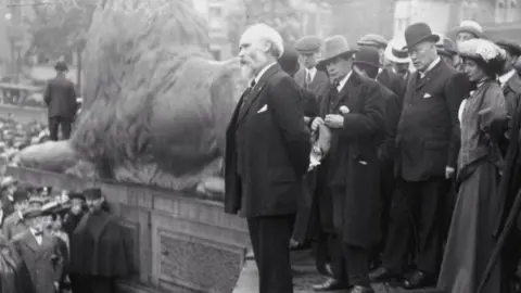 PA Media Keir Hardie gives speech in Trafalgar Square