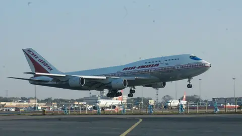 Getty Images View of the Air India Aeroplane at IGI International Airport in New Delhi, India