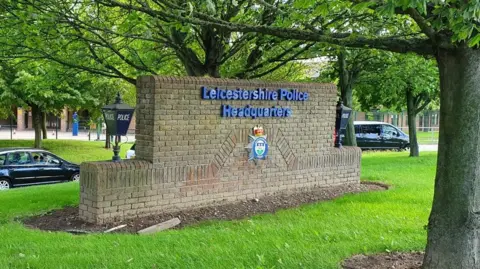 BBC A general view of the entrance of Leicestershire Police headquarters in Enderby, Leicestershire