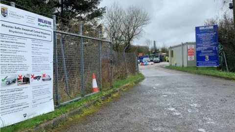 BBC The entrance of Rhydenion recycling centre