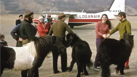 Loganair In 1976, Loganair flew Shetland ponies to Fair Isle after 80 years of their absence on the island