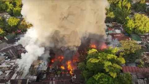 A fire ripped through a poor community in Manila, the Philippines