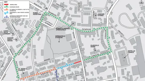 Government of Jersey Map of roadworks in St Helier