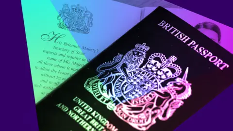 A stylised image of a British Passport with election branding