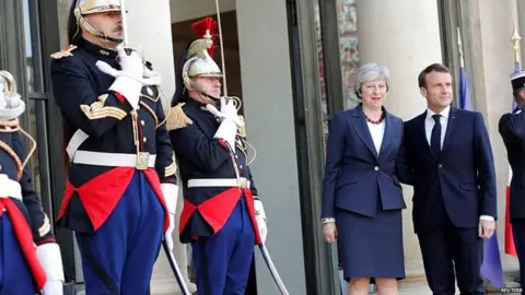 Reuters Theresa May and Emmanuel Macron at the Elysee Palace in Paris