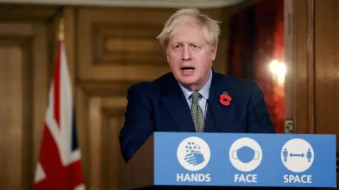 Getty Images Boris Johnson at a Covid press conference