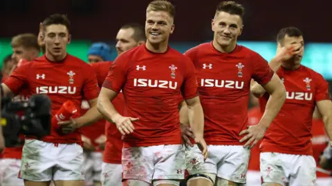 Getty Images Welsh Rugby Players after a win