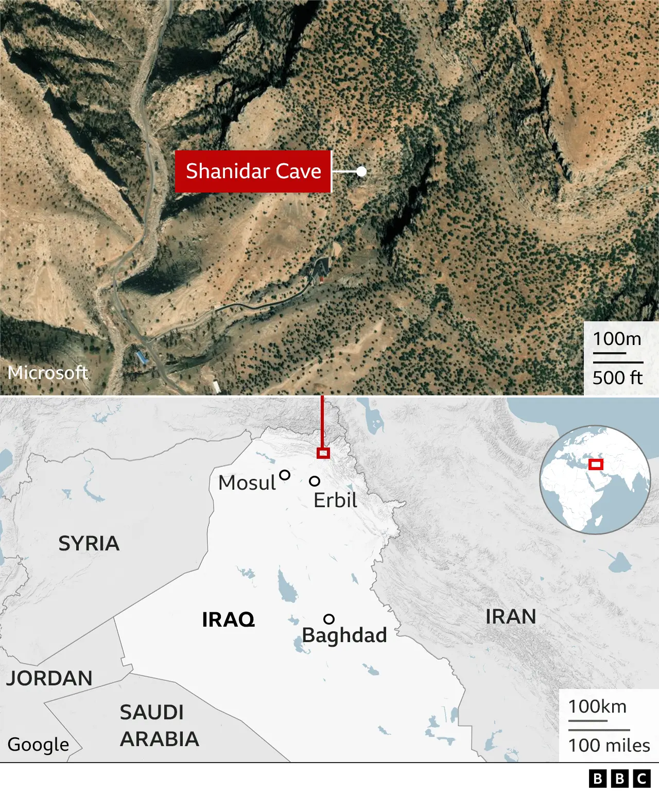 BBC Map location of Shanidar Cave