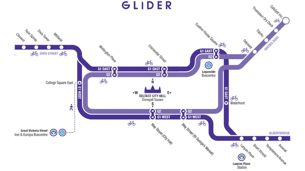 Translink Glider route map