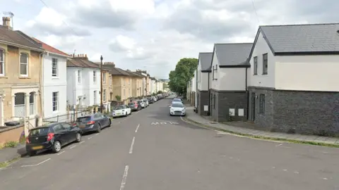 Google The entrance to Sydenham Road in Bristol showing houses on either side