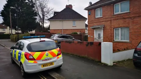 BBC Police car outside property in Shetland Road
