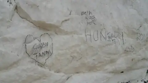 Lulworth Rangers Graffiti on the cliffs