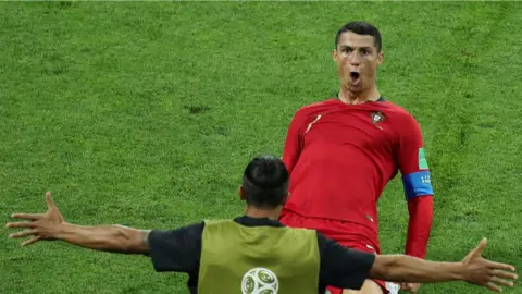 Reuters ronaldo celebrates scoring his second