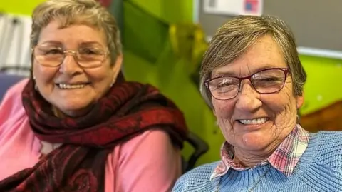 Mary Campbell, left, and Sheila Kane at a wellbeing group