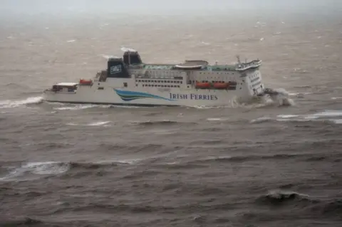 Getty Images A cross-Channel ferry sails in strong winds on November 2, 2023 in Dover, England.