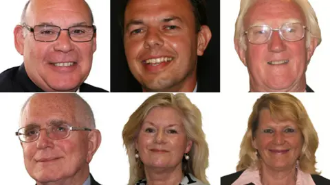 Christchurch Borough Council L-R from top: David Flagg, Paul Hilliard, Nick Geary, David Jones, Lesley Dedman and Margaret Phipps