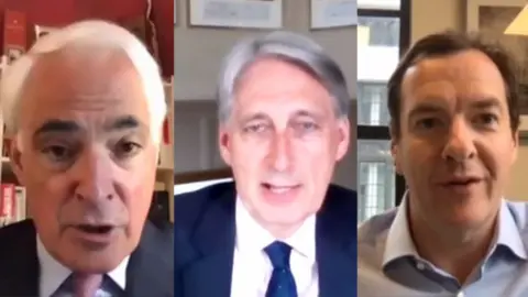 Parliamentlive TV Former chancellors Alistair Darling, Philip Hammond and George Osborne