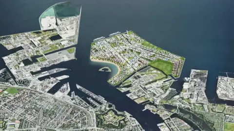 Danish government What the island of Lynetteholm, off Copenhagen in Denmark, would look like