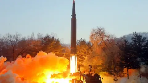 EPA The Academy of Defence Science of the DPRK test-fired a hypersonic missile in Pyongyang, North Korea, 06 January 2022.