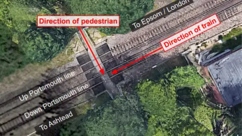 Rail Accident Investigation Branch Diagram of crossing fatality